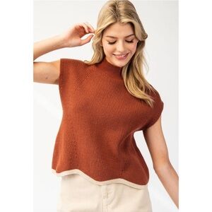 Ee Some Mock Neck Scalloped Sweater ✨